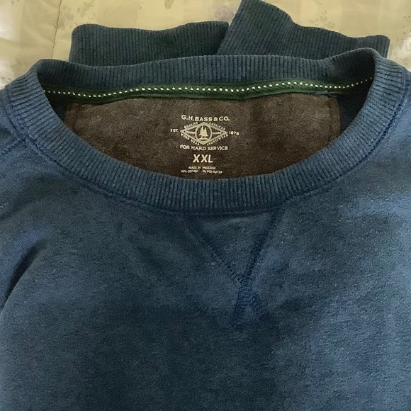GH Bass & Co Men’s Crew Neck Pullover Sweatshirt Blue Size XXL - Picture 6 of 6